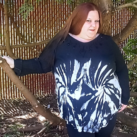 Greater Good Beaded Tie Dye Sheer Blouse Size 1X/2X - Picture 8 of 11